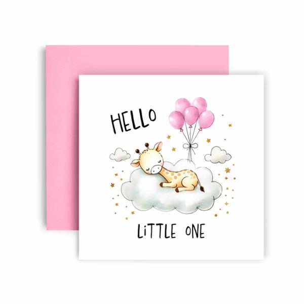 Hello Little One Giraffe Welcome To the World New Baby Card Girl