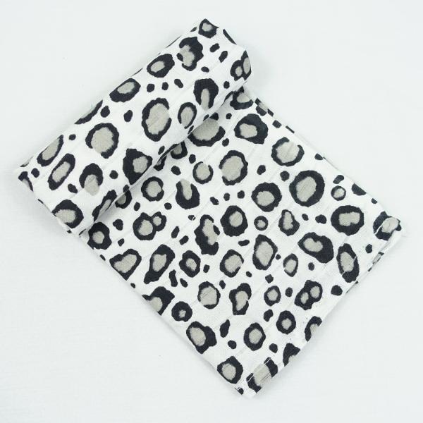 Muslin Baby Swaddle120 cm Bamboo/Organic Cotton - Leopard - Image 2