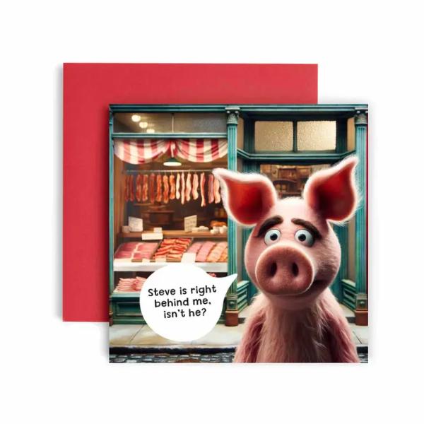 Pig Versus Bacon Birthday Card