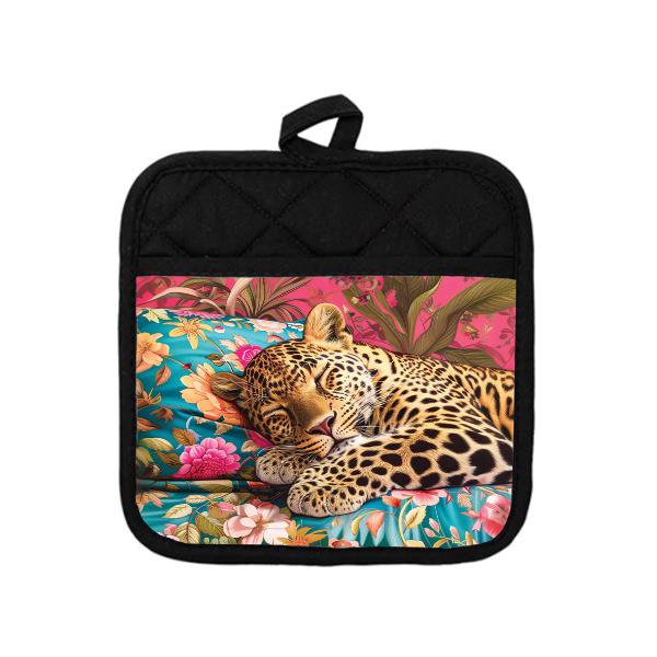 Pot Holder Pair - Leopard Turqouise