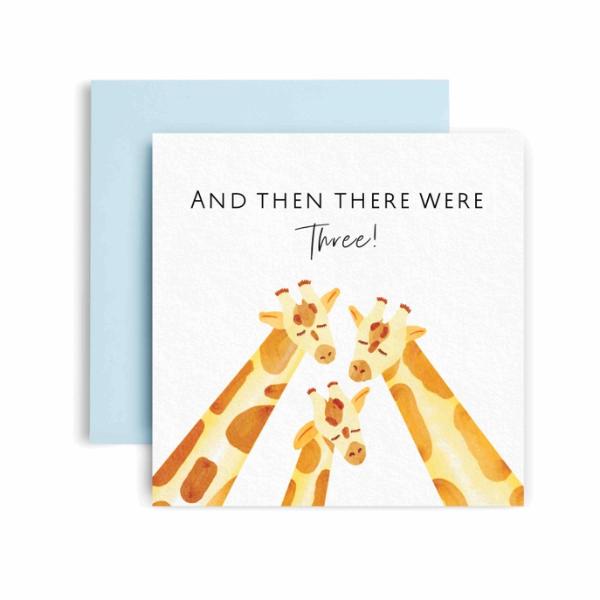 Then There Were 3 Giraffes New Baby Congratulations Card