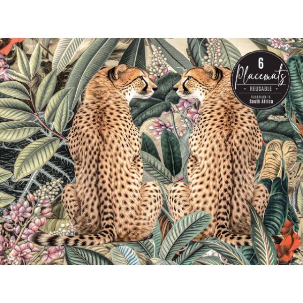 Placemats - set of 6 Vinyl - African Cheetah - Twins