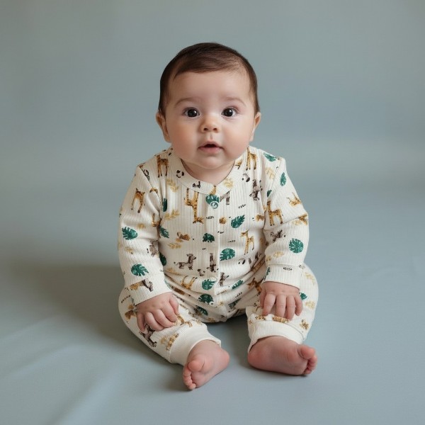 Giraffe Print Unisex Baby Jumpsuit