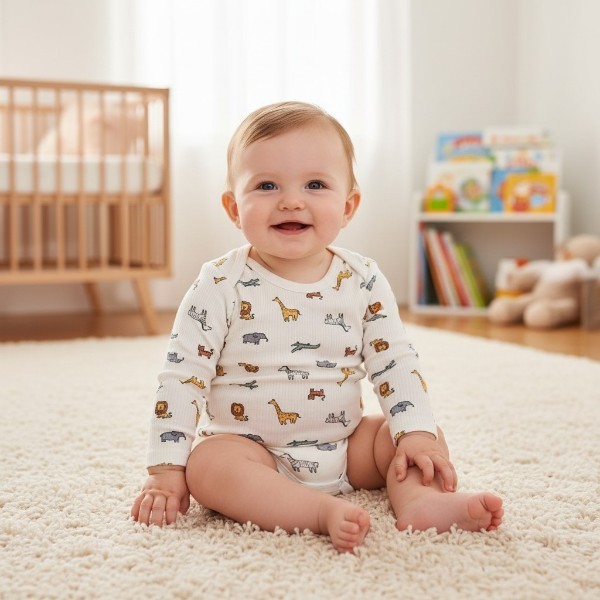 Safari Print Long Sleeve Onesie -187490