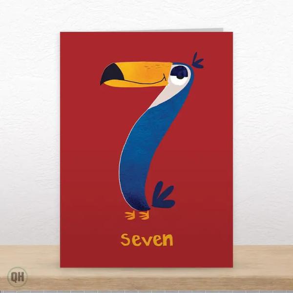 7th Birthday Toucan Card - Cute Art Card By Paul Delaney KAPD2207