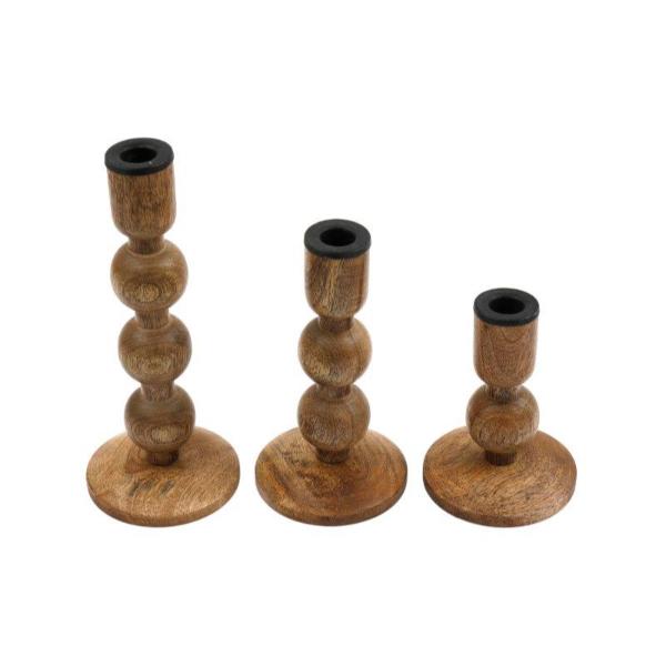 Light Wood Candle Holder Set Of 3