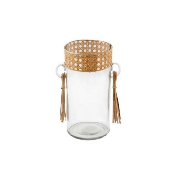 Glass Candle Holder With Weave 25Cm