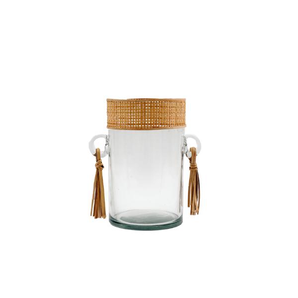 Glass Candle Holder With Weave 20Cm