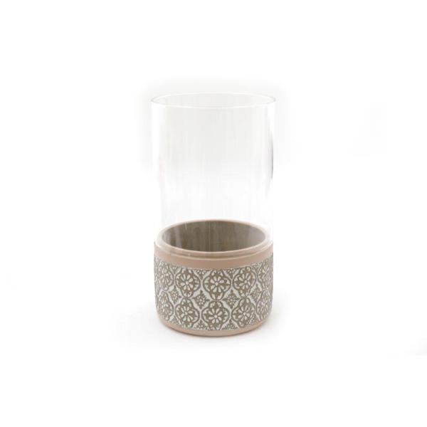Grey Embossed Candle Holder 12X23Cm