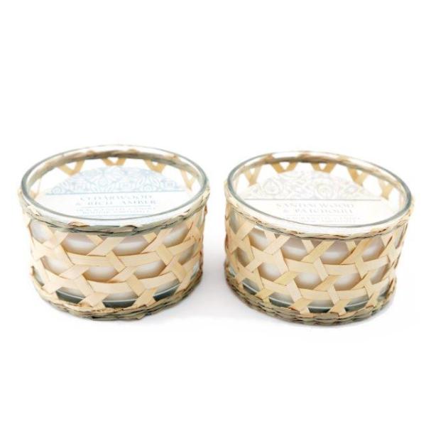 Candle Pot With Weave 13X8Cm