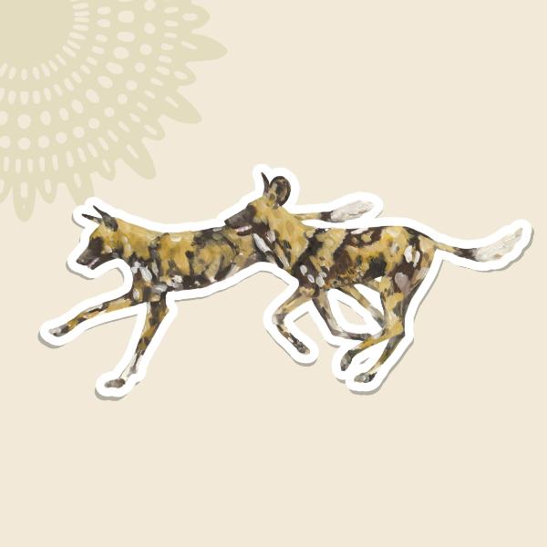 Bumper Sticker African Wild Dogs Running Pair