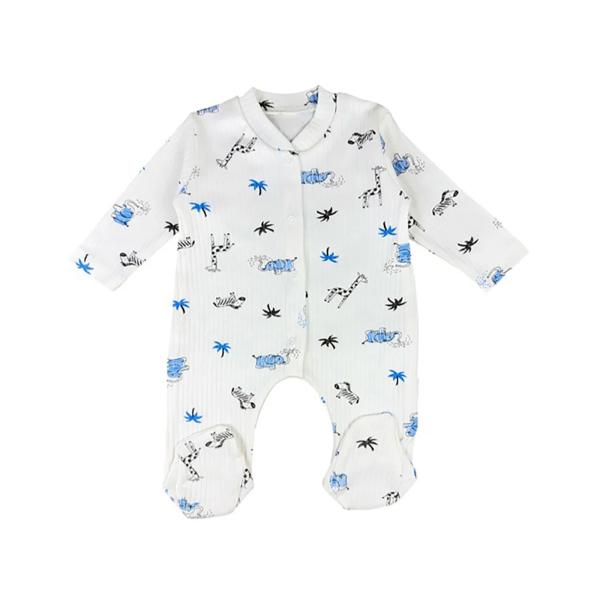 Safari Pattern Baby Sleepsuit - Blue