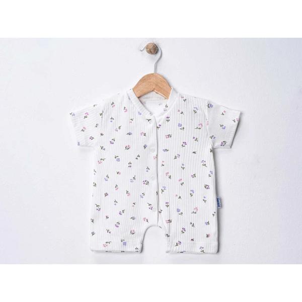 White Floral Print Baby Romper