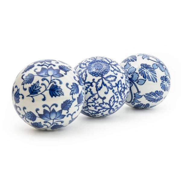Sumatra Blue & White Assorted Large Decorative Ball 10Cm - Image 2