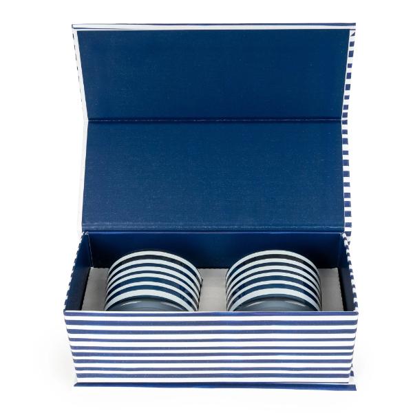 Jeff Banks Set Of 2 Candles - Jacquard Stripes Blue - Image 2