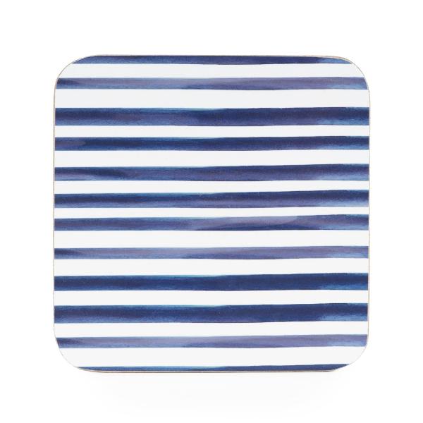Jeff Banks Set Of 4 Coasters – Leafy Stripes Blue - Image 2