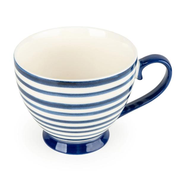 Jeff Banks Footed Mug - Stripes Blue - Image 2