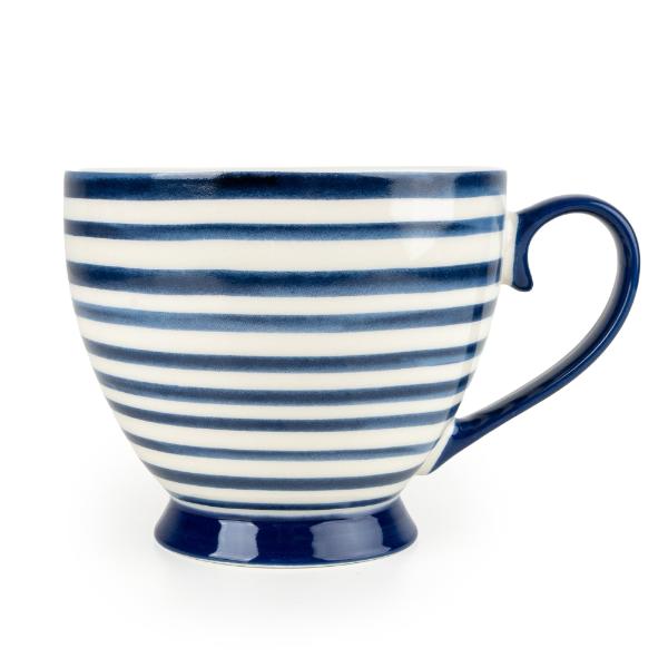 Jeff Banks Footed Mug - Stripes Blue