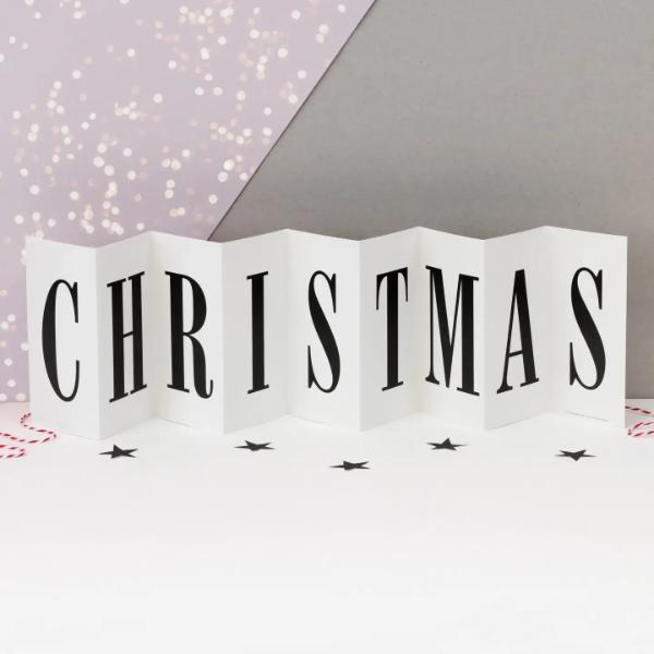 Christmas Monochrome Fold Out Banner Card - CC016