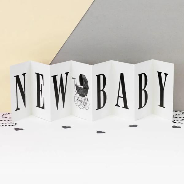 New Baby Monochrome Fold Out Banner Card- CC001