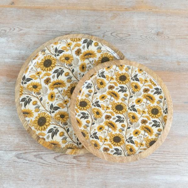 Sunflower Design Enamelled Wood Plate, 25cm - Image 2
