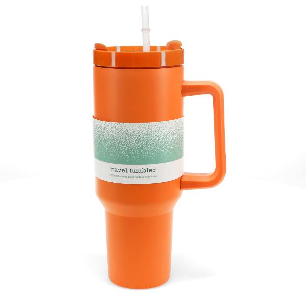 Travel Tumbler With Handle (1.2Ltr) - Orange - Image 3