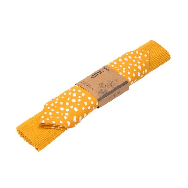 Sintra Recycled Cotton Spotted Napkin & Placemat Set - Ochre